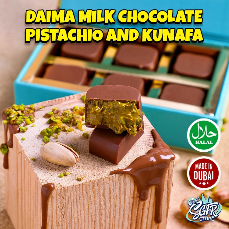 Daima Milk Chocolate Pistachio and Kunafa Squares (105g)